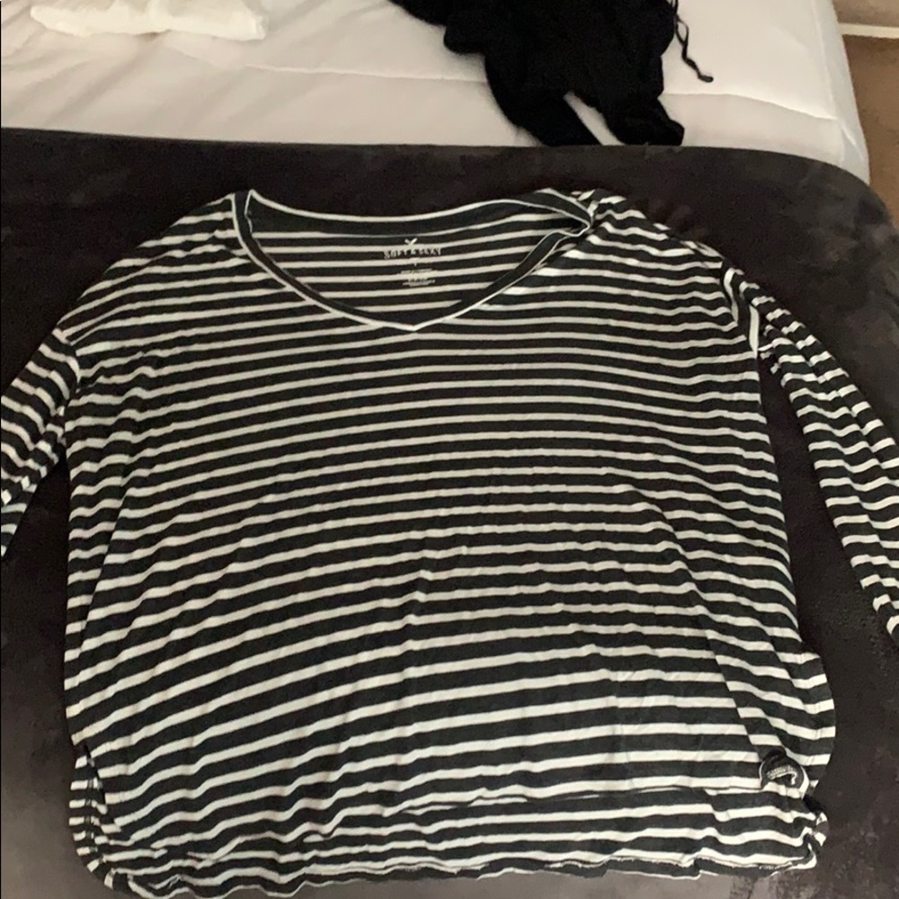 Black and white striped long sleeve shirt